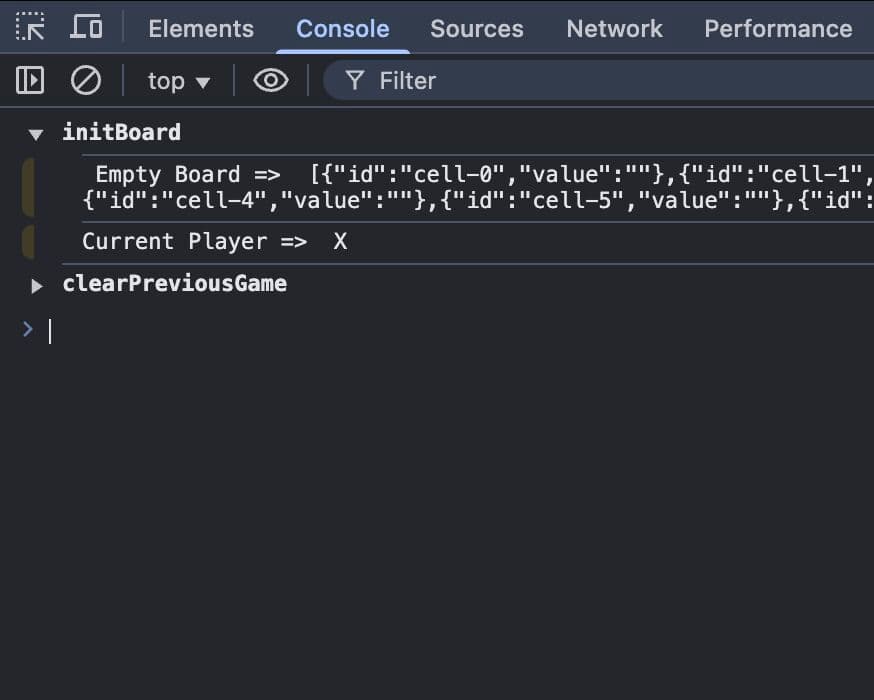 Browser console showing logs grouped into a collapsible section